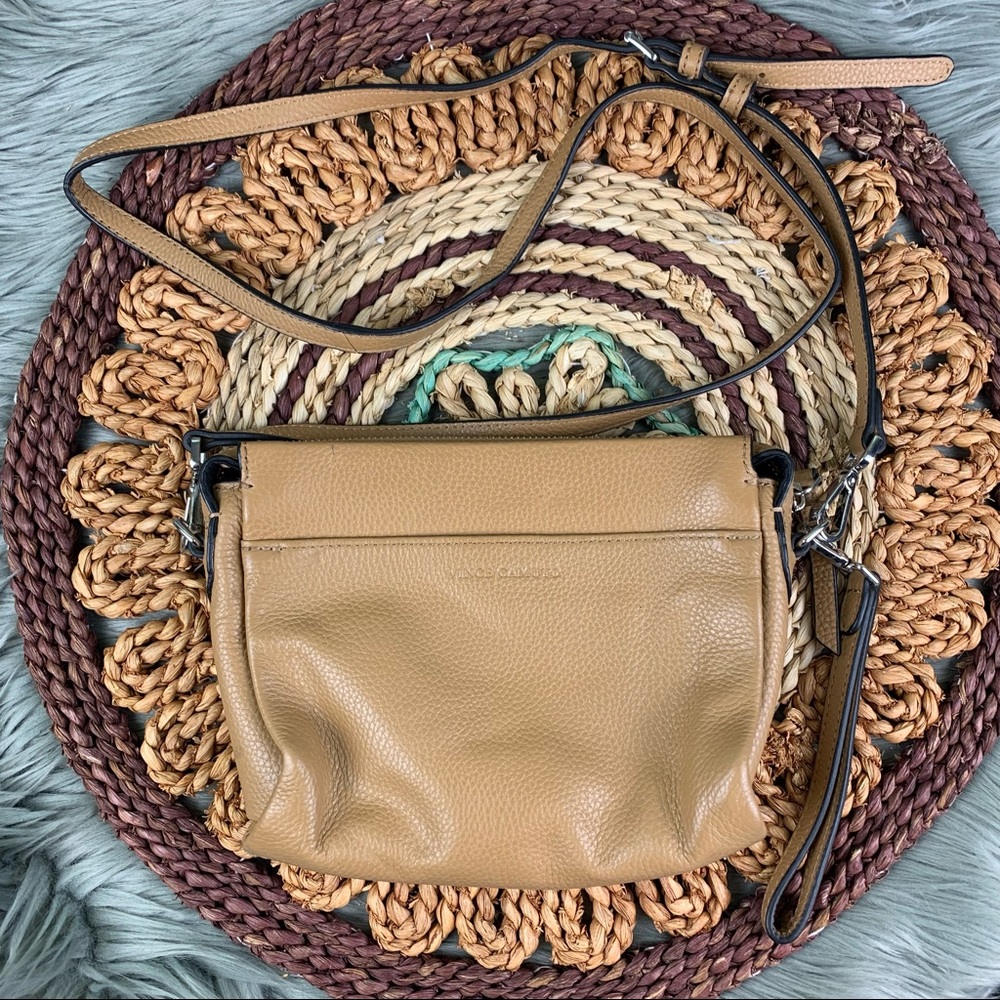 Vince Camuto Cami Oak Tan Leather Small Crossbody Convertible Handbag Purse